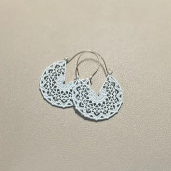 White Boho Mandala Earrings - Picture 4 of 4